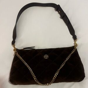 Tory Burch WILLA brown suede shoulder bag
